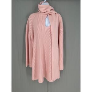 Selmacilek Revolve Dress Womens Large Pink Knit Mini Sweaterdress Scarf Detail